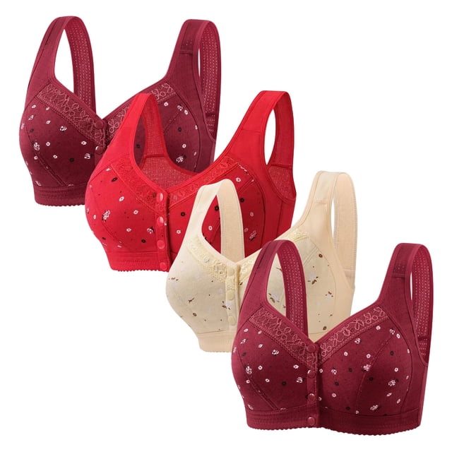 LOVZFMLL Bras for Women 4pc Woman's Comfortable Lace Breathable Bra Underwear No Rims Multicolor M