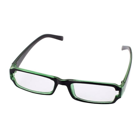 Stylish Black Green Plastic Unisex Clear Rectangle Lens Plain Glasses