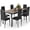 Gray, variant on Asofer Dining Table Set for 4, Kitchen Table Set with 1 Table & 4 Leather Cushion for Kitchen, Small Spaces, Black