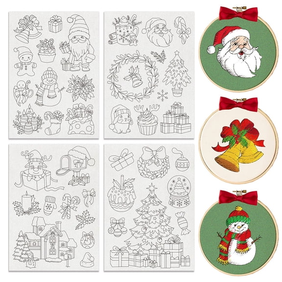1set 4 Sheets 11.6x8.2 Inch Stick and Stitch Embroidery PatternsWater Soluble Embroidery Stabilizers Mixed Shapes 297x210mmm
