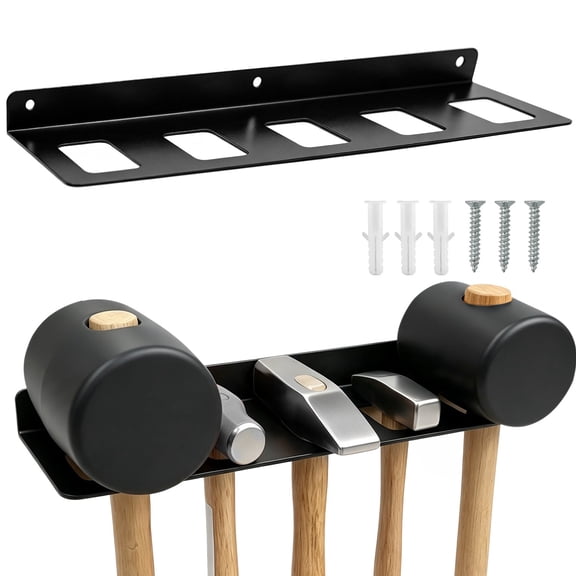 Venoro Metal 5-Slot Hammer Holder Wall-Mounted - Tool Organizer Rack for Garage Workshop