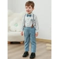 thumbnail image 6 of CARETOO Toddler Boy Clothes Sets 1-5 Years Formal Floral Dress Shirt Bowtie Suspender Pants 3pcs, 6 of 17