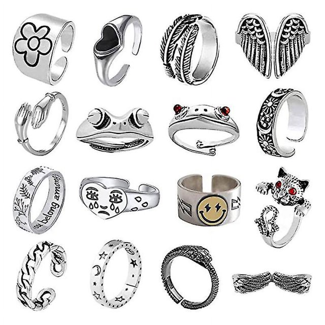 Lindo Animal Serpiente Anillo Ajustable Conjunto Dedo Completo Declaración Anillo Punk Anillo