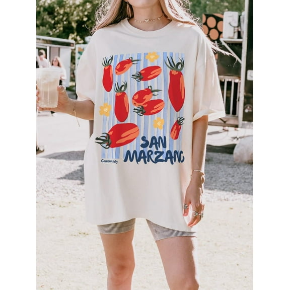 Tomato Shirt, Vintage Tomato Graphic Tee, Tomato Girl Summer TShirt, Italian Market Style Oversized Shirt, Italy Vacation Shirt