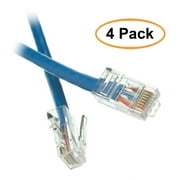 ACL 3 Feet Cat6 RJ45 Bootless Ethernet Patch Cable, Blue, 4 Pack