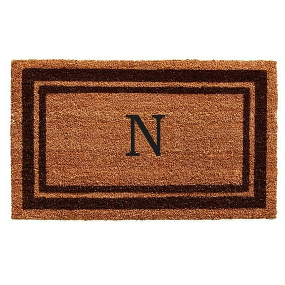 Calloway Mills Brown Border 24" x 36" Monogram Outdoor Doormat (Letter N)