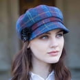 thumbnail image 3 of Irish Tweed Blue And Red Plaid Newsboy For Women Made By Mucros Weavers, 3 of 6