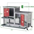 LAZY BUDDY Rabbit Hutch, Bunny Cage with Casters & Ramp, Indoor Outdoor