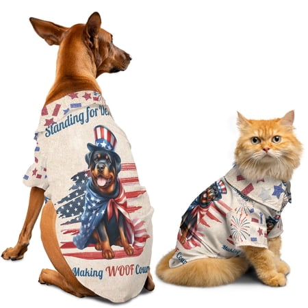 Democratic Rottweiler Making Woof Count Election 2024 Hawaiian Summer Shirt for Small Medium Large Dog Cat Rottie Dog Lover Gifts Idea - 01001