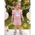 thumbnail image 2 of Toddler Baby Girl Shorts Set Goose Striped Short Sleeve Tops Shorts, 2 of 8