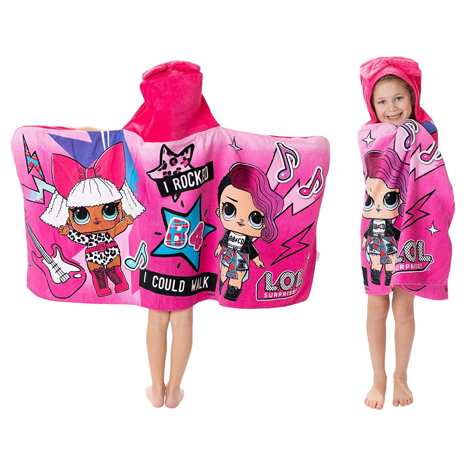 L.O.L Soft Cotton Hooded Bath Towel Wrap 24” x 50” Pink Surprise 