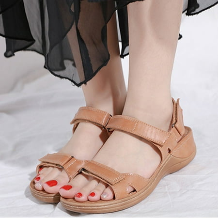 

KBODIU Sandals Women Athletic Comfortable Outdoor Sandals with Arch Support Walking Sandals for Women Sandals Beach Vintage Casual Durable Mid Wedge Heel for Spot/Beach/Travel/Home Brown 40