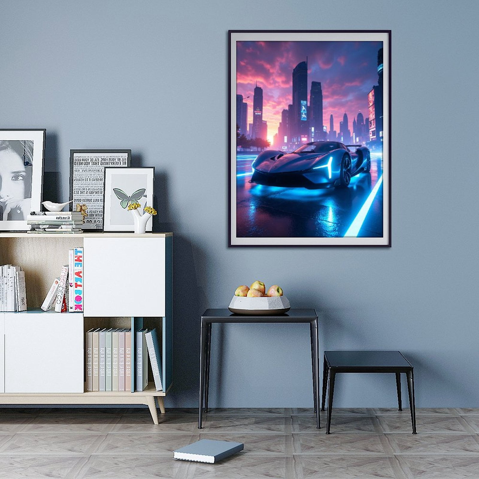 Diamond Art Kit for Adults, Futuristic Neon City Sports Car Diamond Painting for Adults Beginners, DIY Diamond Art Painting Kits, 5D Diamond Painting Crafts for Home Decor 12x16 Frameless