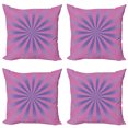 thumbnail image 1 of Abstract Throw Pillow Cushion Case Pack of 4, Funky Look Sunbeams Simplistic Retro Illustration, Modern Accent Double-Sided Print, 4 Sizes, Fuchsia Lavender, by Ambesonne, 1 of 2