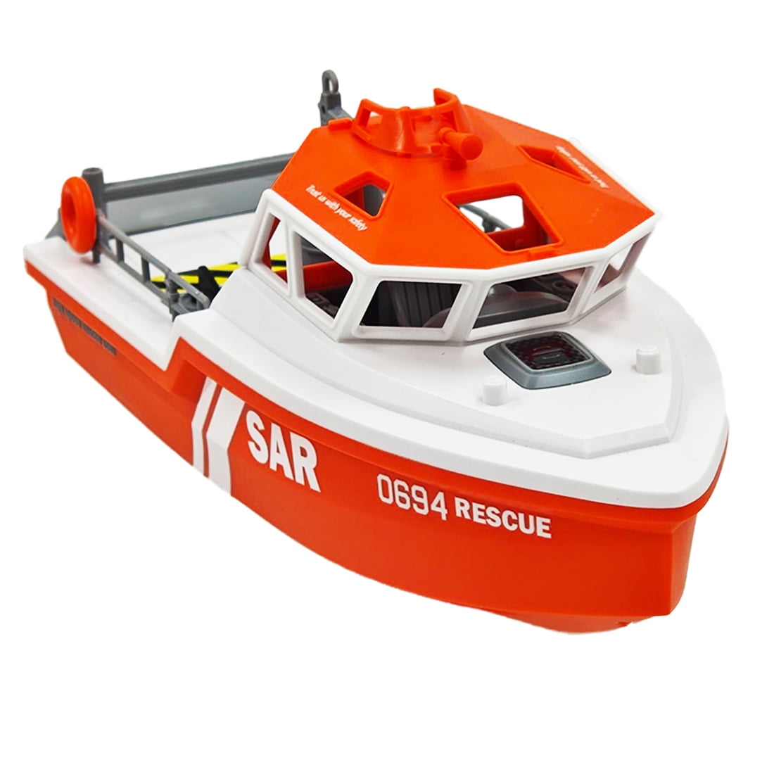 1/32 Scale RC Rescue Boat Model, High-Speed Water Rescue Vessel with Water Cooling & Capsize Reset, 2.4G Mini RC Boat for Adults, Orange White