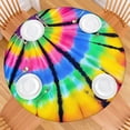 thumbnail image 2 of Colorful Rainbow Tie Dye Spiral Pattern Round Fitted Tablecloth with Elastic Edge,Dining Table Cover Waterproof,Outdoor Round Tablecloth for Camping,Dining,Indoor and Outdoor, 2 of 7