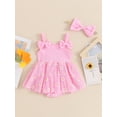 thumbnail image 5 of Aojekbee Newborn Girl Outfit, Flower Print Sleeveless Tulle Patchwork Romper Dress with Bow Hairband Summer Clothes, 5 of 10