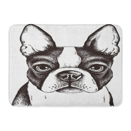 - SIDONKU Black and White Sketch of Fawn Boston Terrier Face Dog Puppy Cute Doormat Floor Rug Bath Mat 23.6x15.7 inch