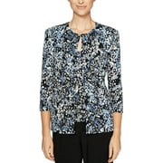 Alex Evenings Women's Printed Twinset Blue Size Medium