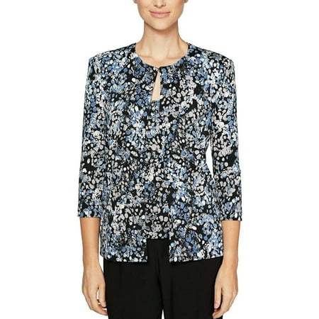 Alex Evenings Women's Printed Twinset Blue Size Medium