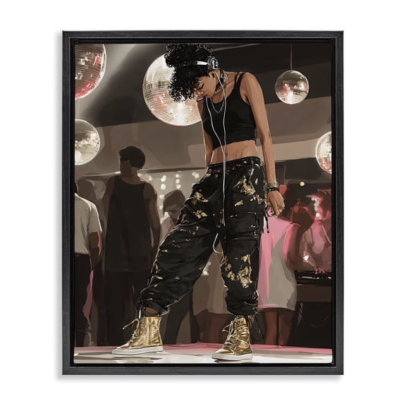 Stupell Industries Silent Disco Lone Dancer Black Framed Floater Canvas Wall Art, design by Franklyn Gregory