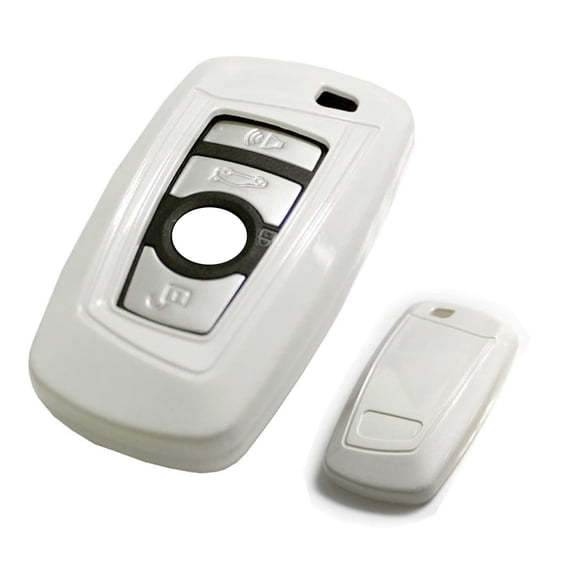 Exact Fit White Finish Key Fob Hard Shell Cover For BMW 1 2 3 4 5 6 7 Series X3 2nd Gen Smart Key (FCC: YGOHUF5767 YGOHUF5662, etc)
