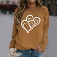 thumbnail image 1 of Fartey Chandail en Molleton de la Saint-Valentin pour Femmes en Liquidation Mode Mignon Imprimé Cœur Col Rond Chandail Décontracté Ample Manches Longues Chandails en Molleton de la Saint-Valentin 2025 Marron, 1 of 4
