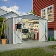 thumbnail image 2 of 10x8FT Outdoor Storage Shed, Segmart Metal Garden Sheds & Outdoor Storage, Large Tool Sheds with Lockable Door for Patio, Lawn, Backyard, Weather-Proof, Light Gray, 2 of 8