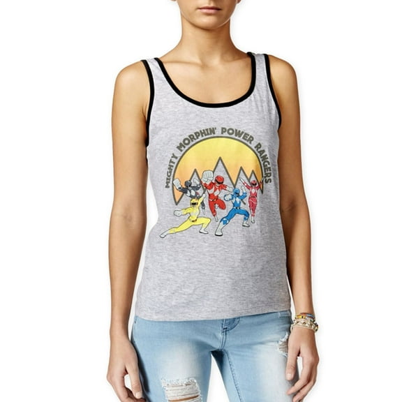 Freeze CMI Inc. Womens Ringer Power Rangers Tank Top, Grey, Juniors, X-Small