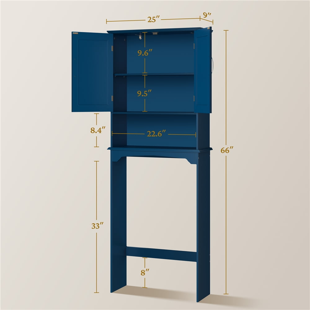 Yaheetech Over The Toilet Cabinet MDF Bathroom Storage Organizer with Adjustable Shelf, Navy Blue