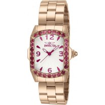 Invicta Women's 14140 Lupah Silver Textured Rubelite Accented 18k Rose Gold Ion-Plated Stainless Steel Watch
