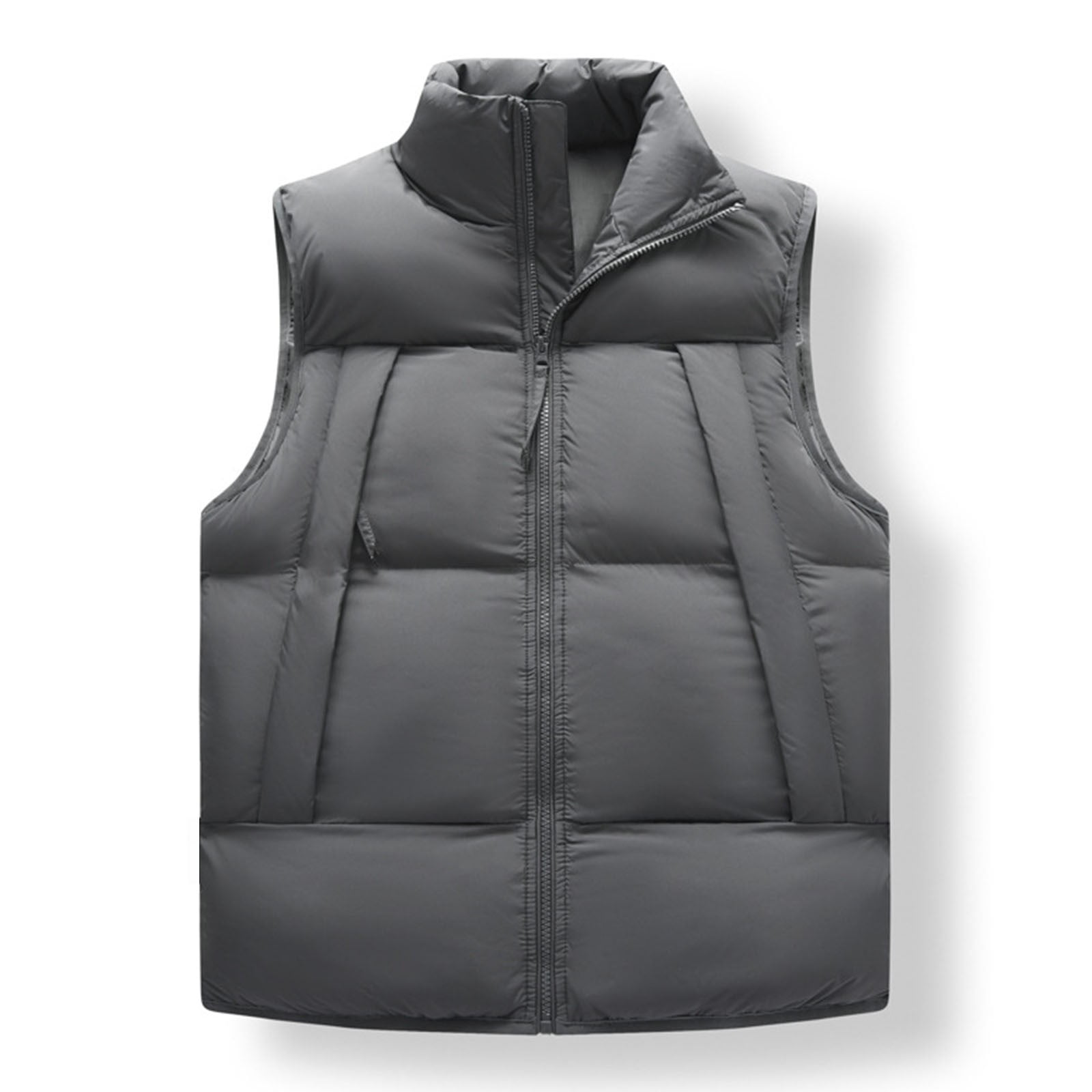 Pisexur Mens Puffer Vest Sleeveless Solid Color Outerwear Vests