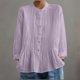 thumbnail image 4 of Hfnxid Womens Button Down Shirts Long Sleeve Loose Pleated Tshirts Solid Color Linen Tops Casual Breathable Blouses Purple,S, 4 of 7