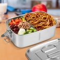thumbnail image 3 of Stainless Steel Bento Box with Handle Leakproof Stainless Steel Food Container with 2 Compartment 1.1L Stainless Steel Lunch Box Reusable Metal Lunch Box Portable for Home Office School 7, 3 of 10