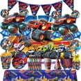 thumbnail image 2 of Fondo de dibujos animados Blaze y The Monster Machine, vajilla desechable para fiesta de cumpleaños, artículos de decoración, Baby Shower para niños, 2 of 5