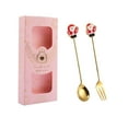 thumbnail image 2 of Juego de Tenedores de Cucharas Navideñas, Kits de Cubiertos Navideños, Cuchara de Sopa, Postre, Cucharas de Té, Cubiertos, Juego de Cubiertos para Res rosa mayor Sunnimix postre cucharas tenedores, 2 of 8