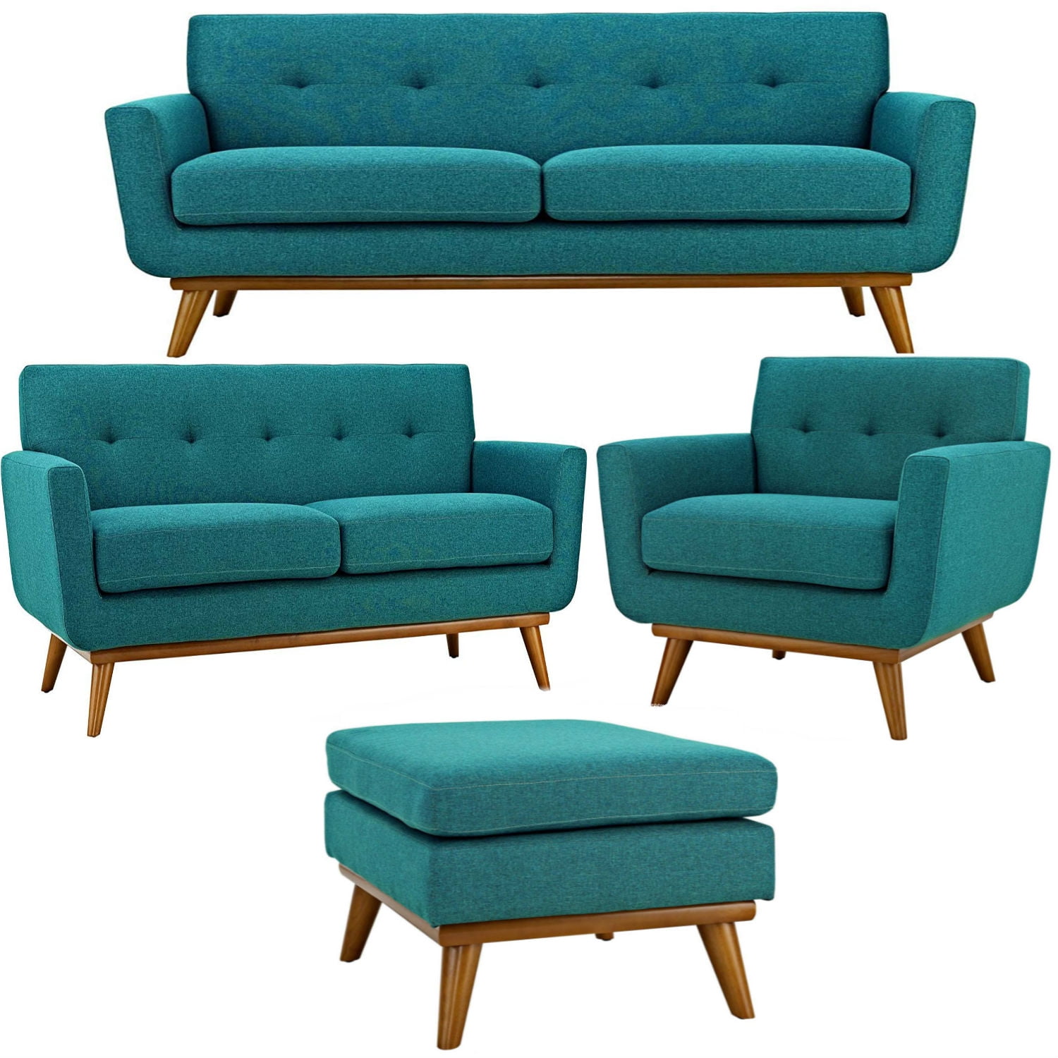 Modway Engage MidCentury Modern Upholstered Fabric Sofa, Loveseat, Arm