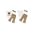 thumbnail image 3 of Aojekbee Baby Girl Western Outfits Short Sleeve Cow Print Romper with Flare Pants Headband Set Infant Clothes, 3 of 10
