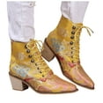 thumbnail image 5 of Mostsola Ankle Boots for Women Vintage Floral Embroidery Lace up Pointed Toe Heeled Booties, 5 of 7