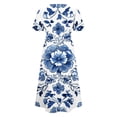 thumbnail image 5 of Women's Summer Casual Dresses Plus Size Round Neck Zipper Floral Print Dress, 5 of 7