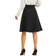 thumbnail image 3 of INSPIRE CHIC Pleated Midi Skirt for Women's Button Decor High Waist Casual Office Swing Skirts L Black, 3 of 6