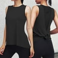 thumbnail image 2 of Spring Tops for Women Womens Top Athletic Sleeveless Tunic Leather Top Women Ladies Apparel T Shirt Women's Sleeveless Sports Vest Fitness Yoga Vest Smock Quick Drying Thin Sports Shirt Black L, 2 of 5