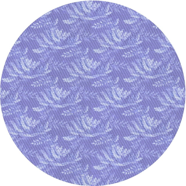 Ahgly Company Machine Washable Indoor Round Transitional Light Slate Blue Area Rugs, 3' Round