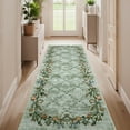 thumbnail image 6 of Garvee 2'x6' Floral Runner Rugs, Machine Washable Vintage Oriental Flower Print Rugs with Non-Slip Backing Low Pile Stain Resistant Rug Carpet for Hallway Bedroom Kitchen Entryway, Green, 6 of 8