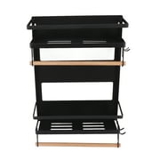 Magnetic Fridge Spice Rack Foldable Multifunctional Adjustable Durable Refrigerator Side Shelf for Kitchen 11.8in Double Tier Heightened