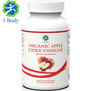 1 Body Organic Apple Cider Vinegar Pills for Bloating Relief & Weight Loss, 1500 mg, 120 Capsules