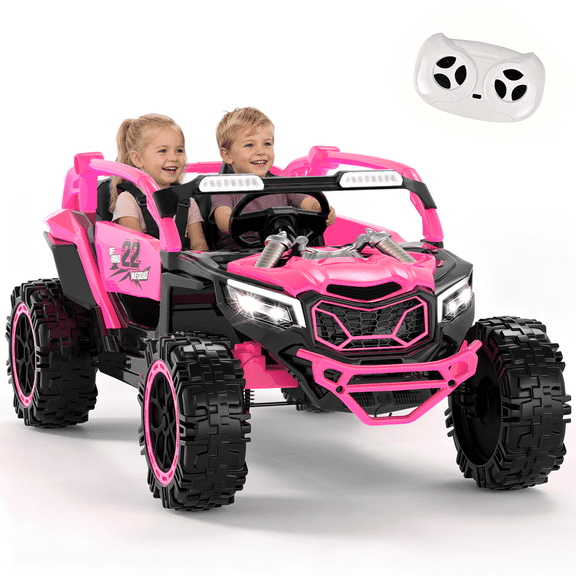 Xuanlur 24V Ride on Toys for Big Kids, 2 Seater Electric Car w/Parents Remote Control, 4 Wheel Suspension, Max 5MPH, Slow Start, 2X200W Motors, Bluetooth, Music, LED, Ride on UTV for Ages 3-6, Pink