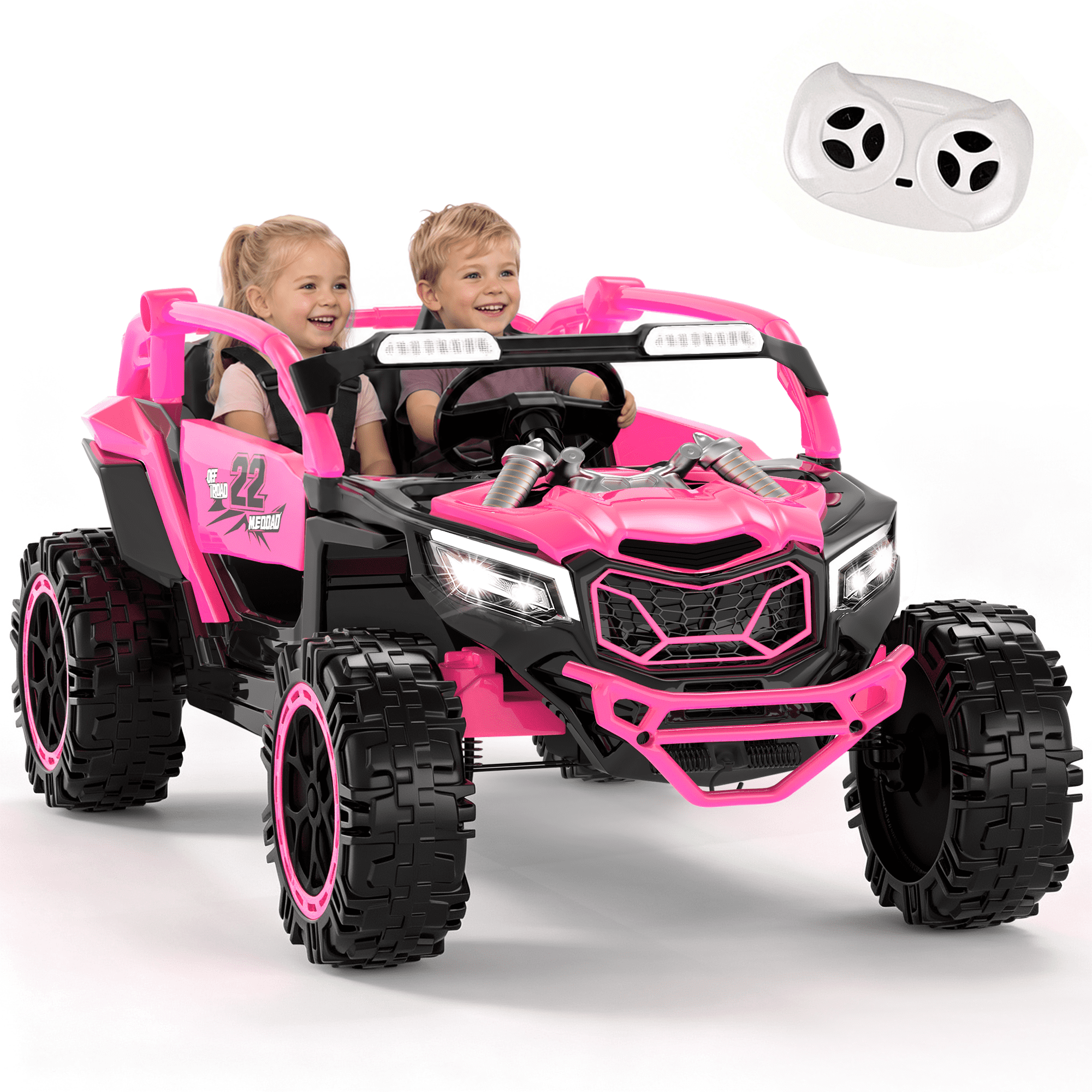 Xuanlur 24V Ride on Toys for Big Kids, 2 Seater Electric Car w/Parents Remote Control, 4 Wheel Suspension, Max 5MPH, Slow Start, 2X200W Motors, Bluetooth, Music, LED, Ride on UTV for Ages 3-6, Pink