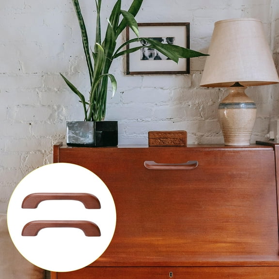 TAILTOSS Cabinet Knob Wardrobe Pull Handles Wood Brown 6Pcs 12.8x1In