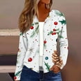 thumbnail image 2 of Women's Fashion Christmas Print Casual Zip-Up Long-Sleeve Hooded Jacket, for Outdoor Activities and Daily Use,White,L, 2 of 6